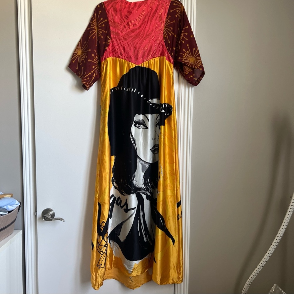 Custo Barcelona Sz 3 100% Silk Vegas Dress Maxi $275 - Picture 3 of 10